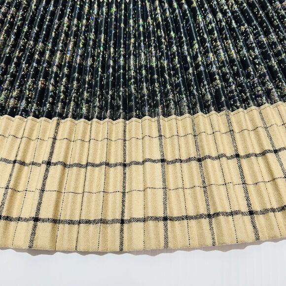 ETRO Women 42 US/6 Multi Fabric Texture Black Gold Pleated Midi Skirt NWT $1,730 - Picture 8 of 11